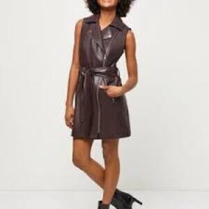 NWT BCBGeneration Frankie Faux Leather Brown Sleeveless Dress, Size XS